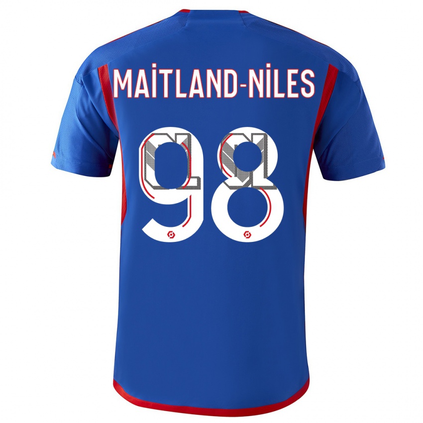 Kinderen Ainsley Maitland-Niles #98 Blauw Rood Uitshirt Uittenue 2023/24 T-Shirt