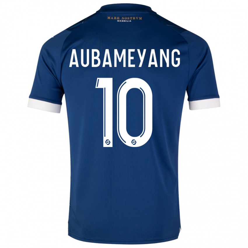 Kinderen Pierre-Emerick Aubameyang #10 Donkerblauw Uitshirt Uittenue 2023/24 T-Shirt