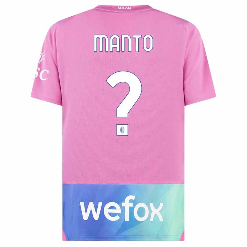 Kinderen Gaetano Manto #0 Roze Paars Thuisshirt Derde Tenue 2023/24 T-Shirt