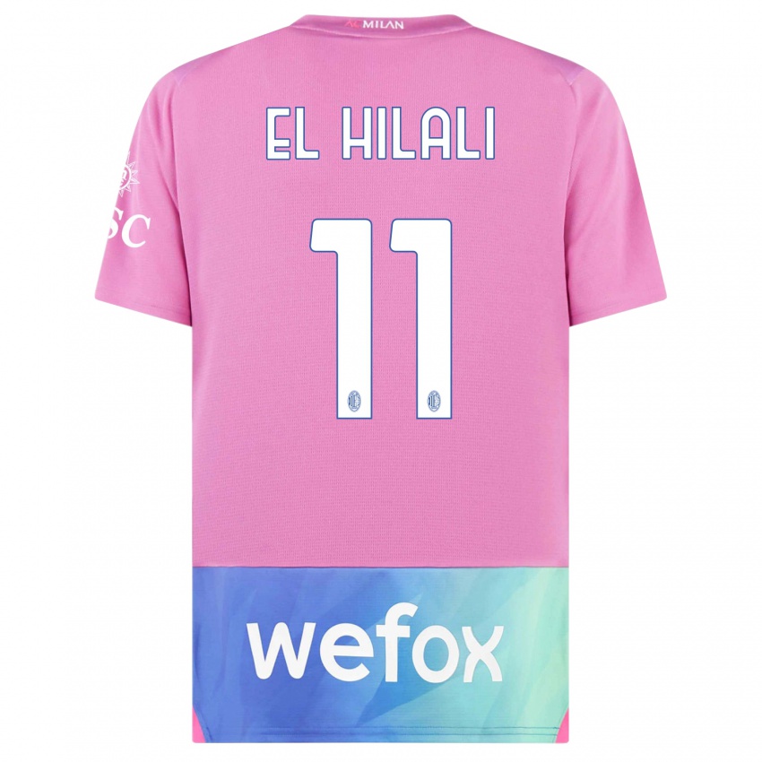 Kinderen Youns El Hilali #11 Roze Paars Thuisshirt Derde Tenue 2023/24 T-Shirt