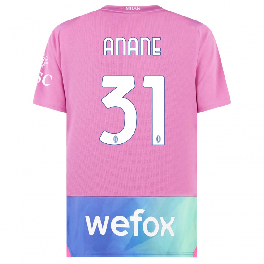 Kinderen Emmanuel Anane #31 Roze Paars Thuisshirt Derde Tenue 2023/24 T-Shirt