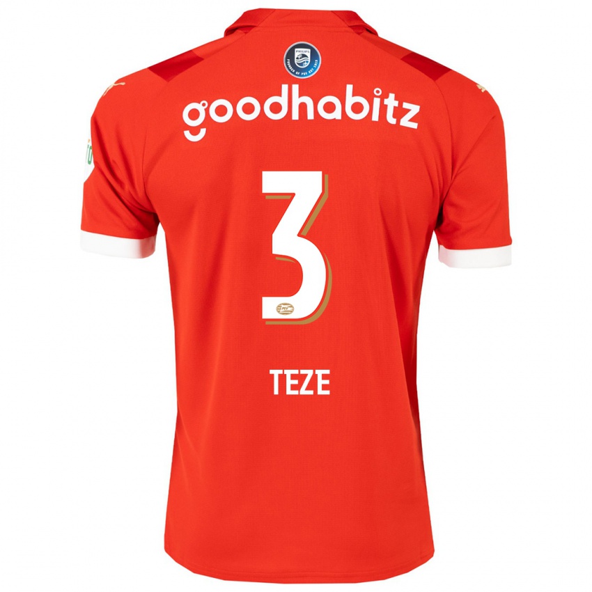 Heren Jordan Teze #3 Rood Thuisshirt Thuistenue 2023/24 T-Shirt