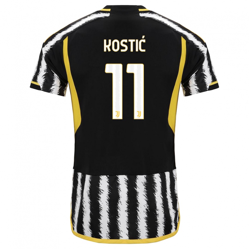 Heren Filip Kostic #11 Zwart Wit Thuisshirt Thuistenue 2023/24 T-Shirt