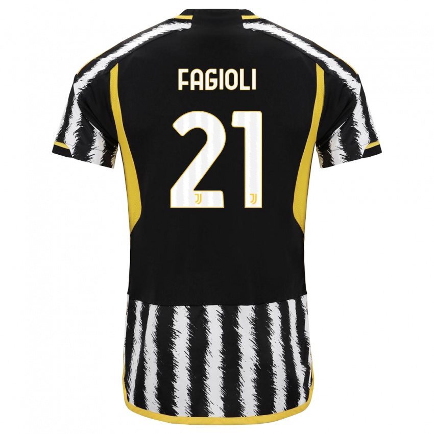 Heren Nicolo Fagioli #21 Zwart Wit Thuisshirt Thuistenue 2023/24 T-Shirt