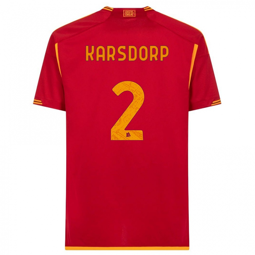 Heren Rick Karsdorp #2 Rood Thuisshirt Thuistenue 2023/24 T-Shirt