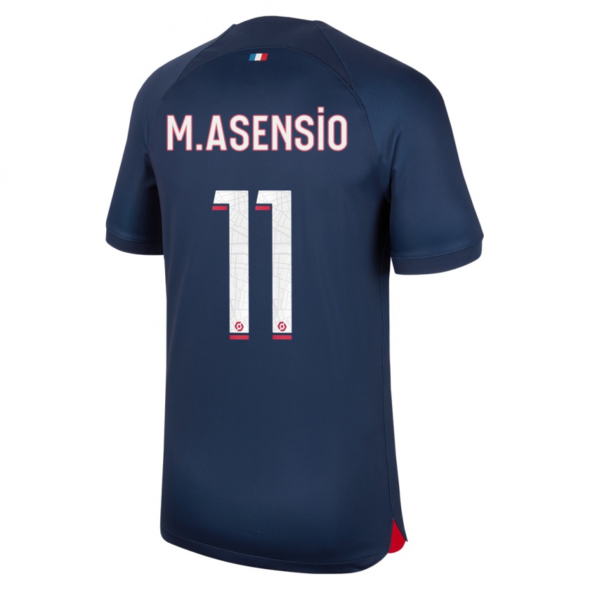 Heren Marco Asensio #11 Blauw Rood Thuisshirt Thuistenue 2023/24 T-Shirt