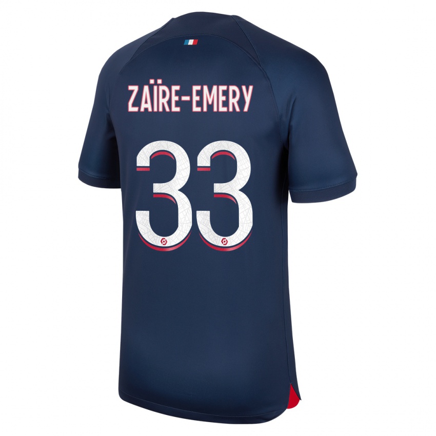 Heren Warren Zaire Emery #33 Blauw Rood Thuisshirt Thuistenue 2023/24 T-Shirt