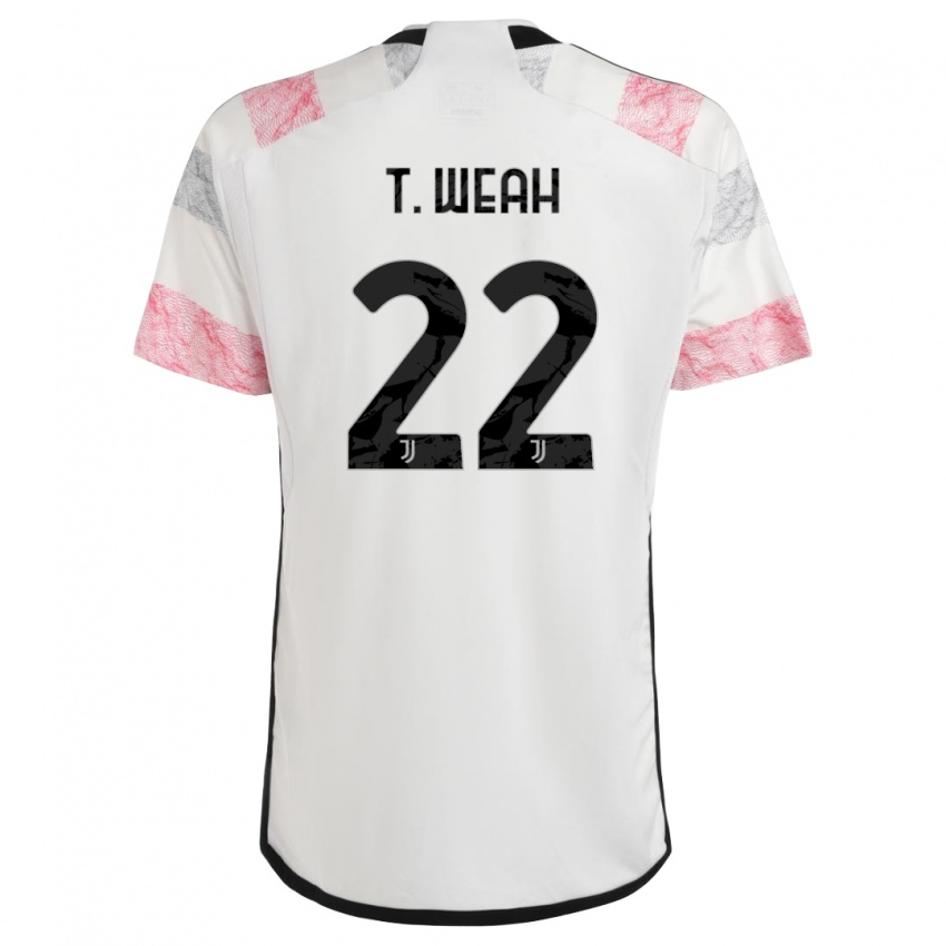 Heren Timothy Weah #22 Wit Roze Uitshirt Uittenue 2023/24 T-Shirt