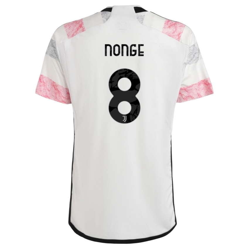 Heren Joseph Nonge #8 Wit Roze Uitshirt Uittenue 2023/24 T-Shirt