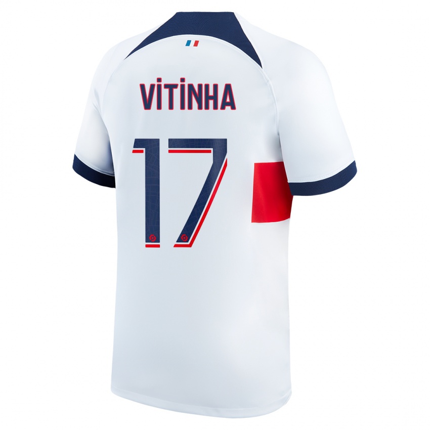 Heren Vitinha #17 Wit Uitshirt Uittenue 2023/24 T-Shirt