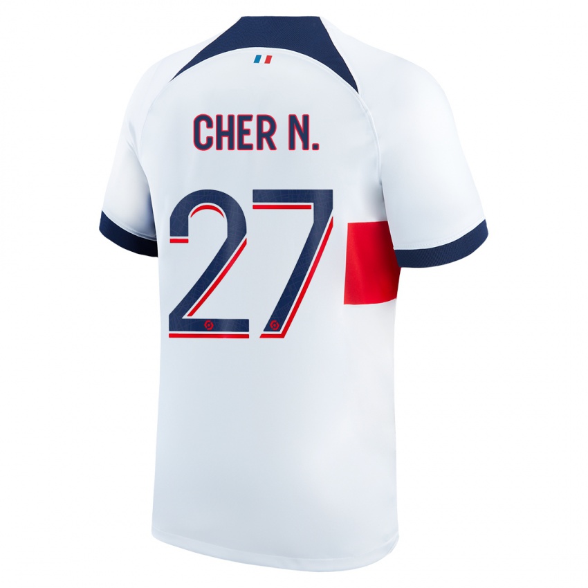 Heren Cher Ndour #27 Wit Uitshirt Uittenue 2023/24 T-Shirt