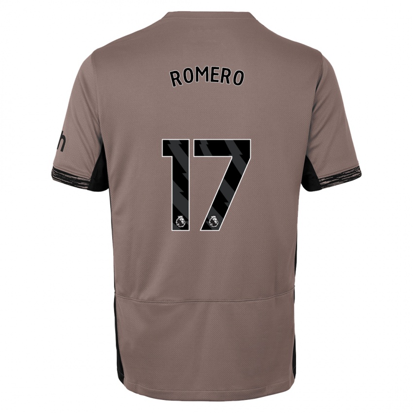Heren Cristian Romero #17 Donker Beige Thuisshirt Derde Tenue 2023/24 T-Shirt