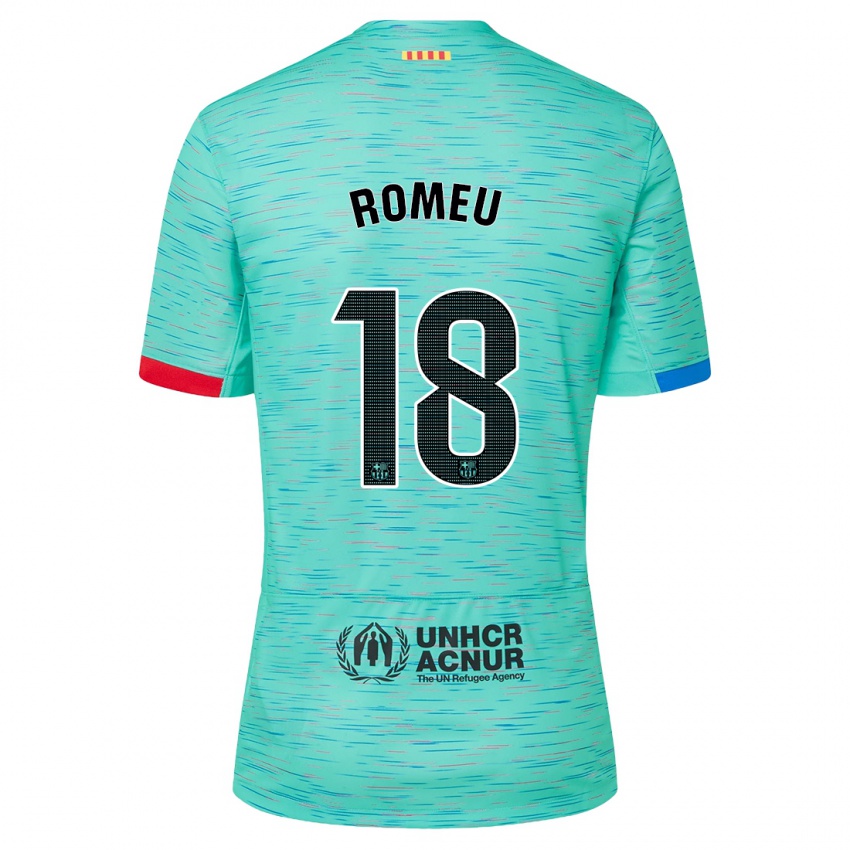 Heren Oriol Romeu #18 Licht Aqua Thuisshirt Derde Tenue 2023/24 T-Shirt