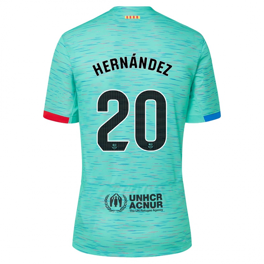 Heren Unai Hernández #20 Licht Aqua Thuisshirt Derde Tenue 2023/24 T-Shirt