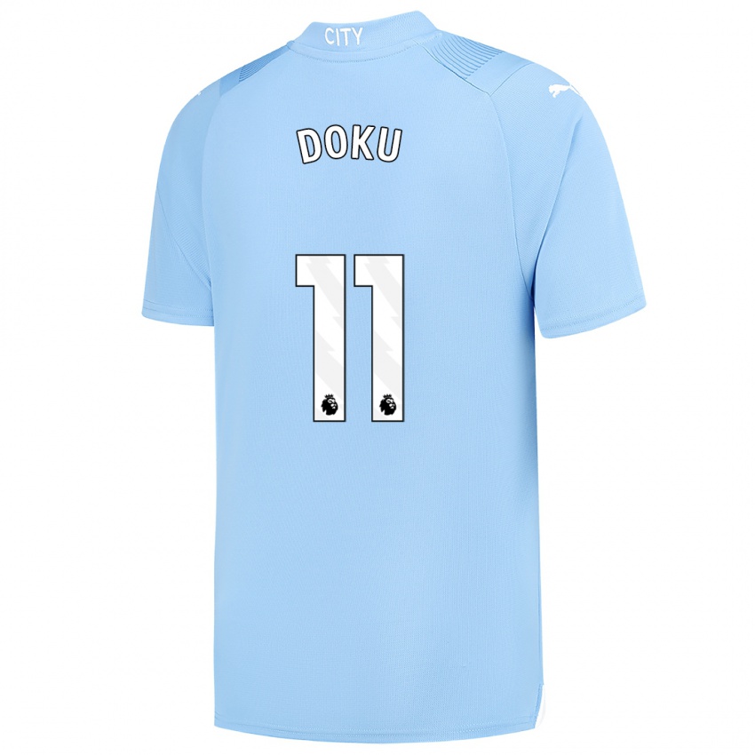 Dames Jeremy Doku #11 Lichtblauw Thuisshirt Thuistenue 2023/24 T-Shirt