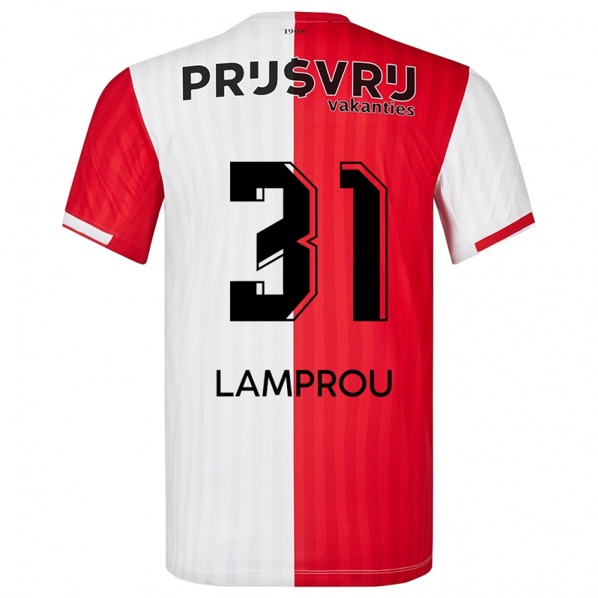 Dames Kostas Lamprou #31 Rood Wit Thuisshirt Thuistenue 2023/24 T-Shirt