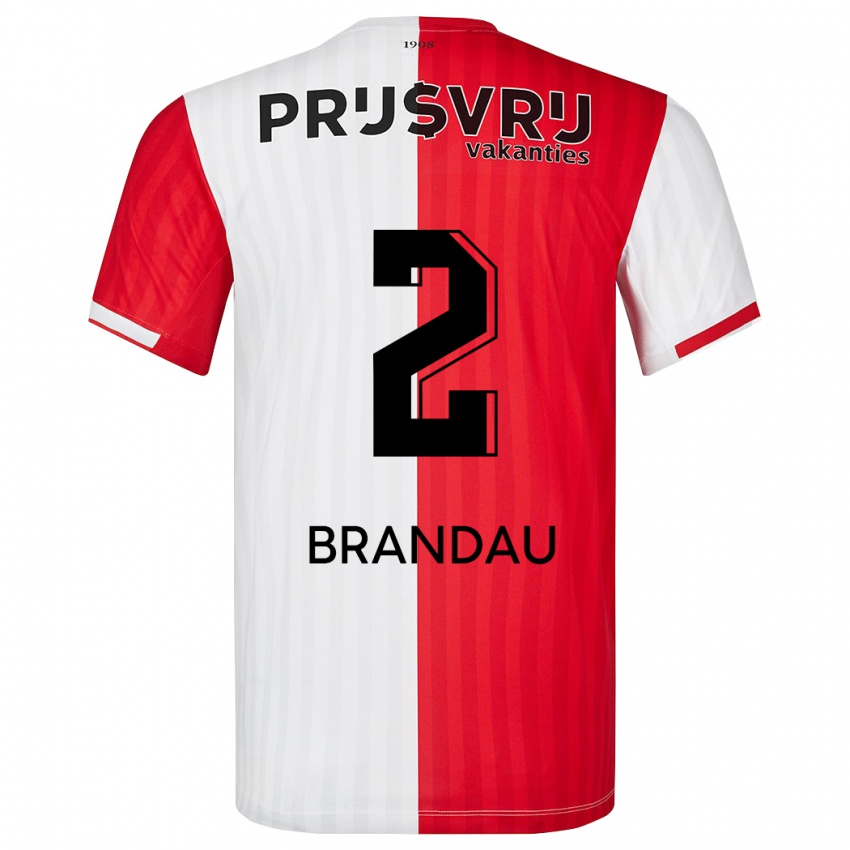 Dames Justine Brandau #2 Rood Wit Thuisshirt Thuistenue 2023/24 T-Shirt