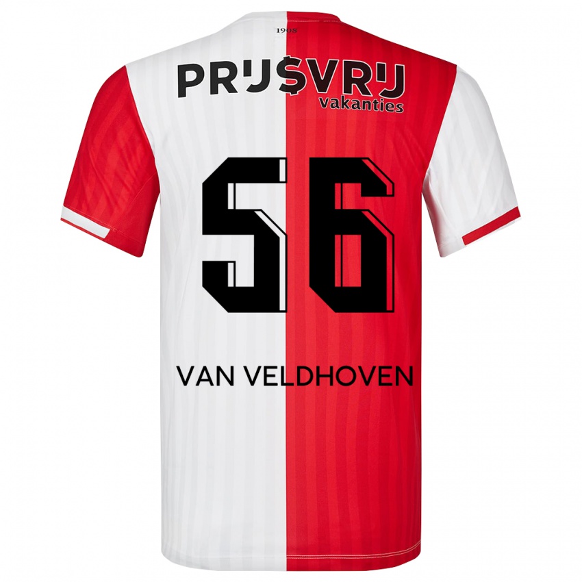 Dames Kars Van Veldhoven #56 Rood Wit Thuisshirt Thuistenue 2023/24 T-Shirt