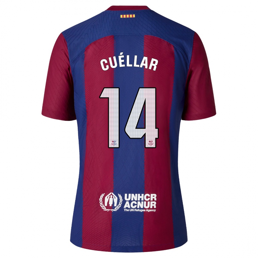 Dames Jaume Cuéllar #14 Rood Blauw Thuisshirt Thuistenue 2023/24 T-Shirt