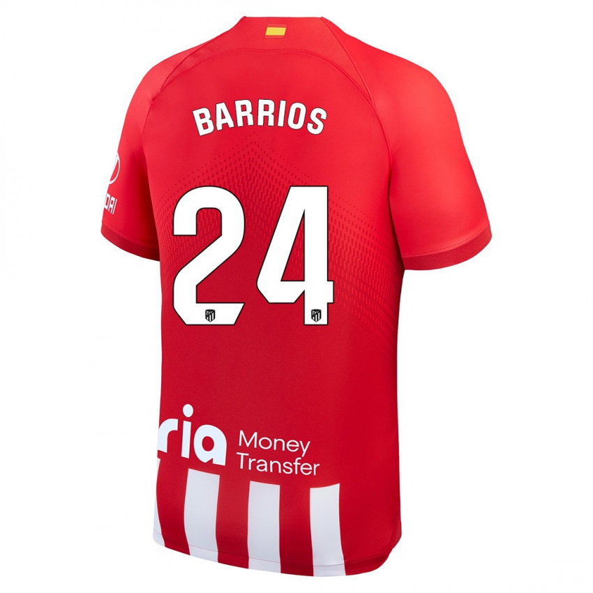 Dames Pablo Barrios #24 Rood Wit Thuisshirt Thuistenue 2023/24 T-Shirt