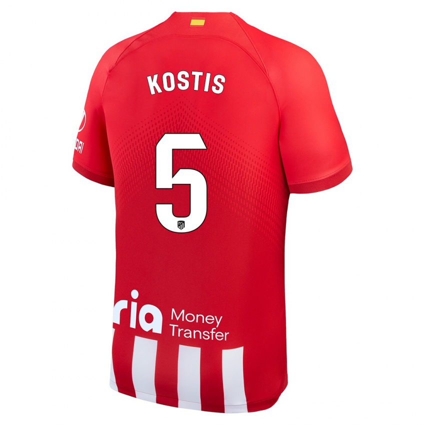 Dames Ilias Kostis #5 Rood Wit Thuisshirt Thuistenue 2023/24 T-Shirt