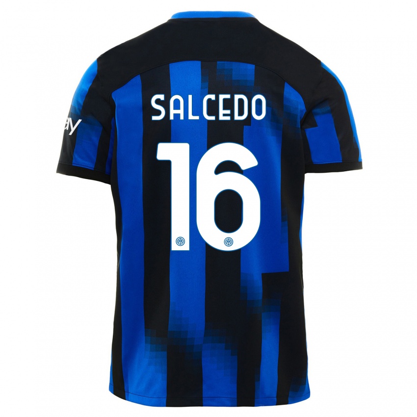 Dames Eddie Salcedo #16 Zwart Blauw Thuisshirt Thuistenue 2023/24 T-Shirt