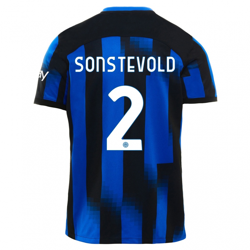Dames Anja Sonstevold #2 Zwart Blauw Thuisshirt Thuistenue 2023/24 T-Shirt