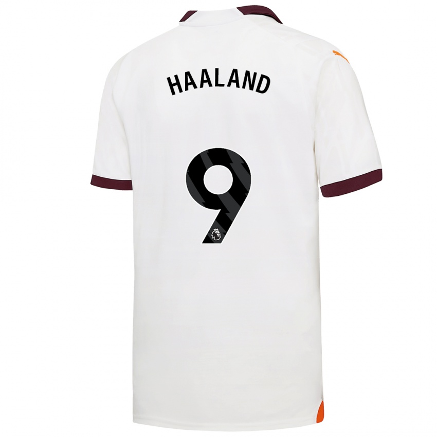 Dames Erling Haaland #9 Wit Uitshirt Uittenue 2023/24 T-Shirt