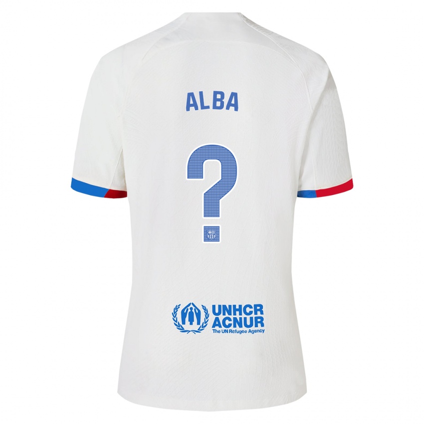 Dames Javi Alba #0 Wit Uitshirt Uittenue 2023/24 T-Shirt