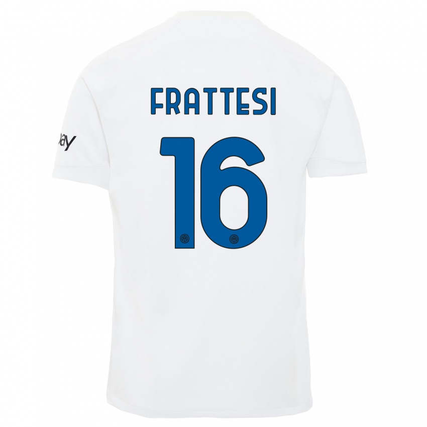 Dames Davide Frattesi #16 Wit Uitshirt Uittenue 2023/24 T-Shirt