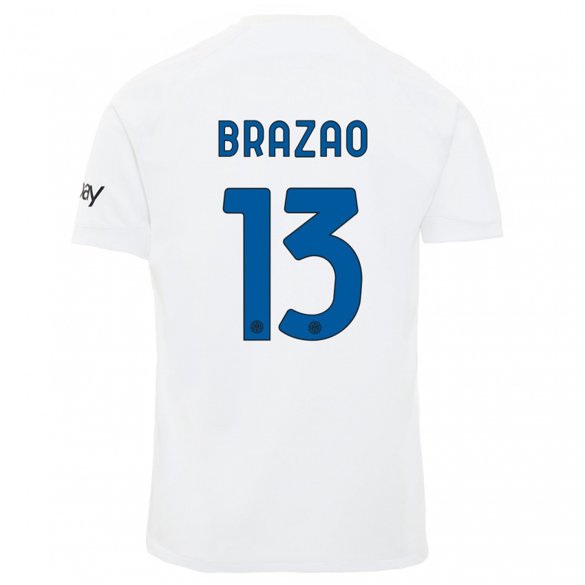 Dames Gabriel Brazao #13 Wit Uitshirt Uittenue 2023/24 T-Shirt
