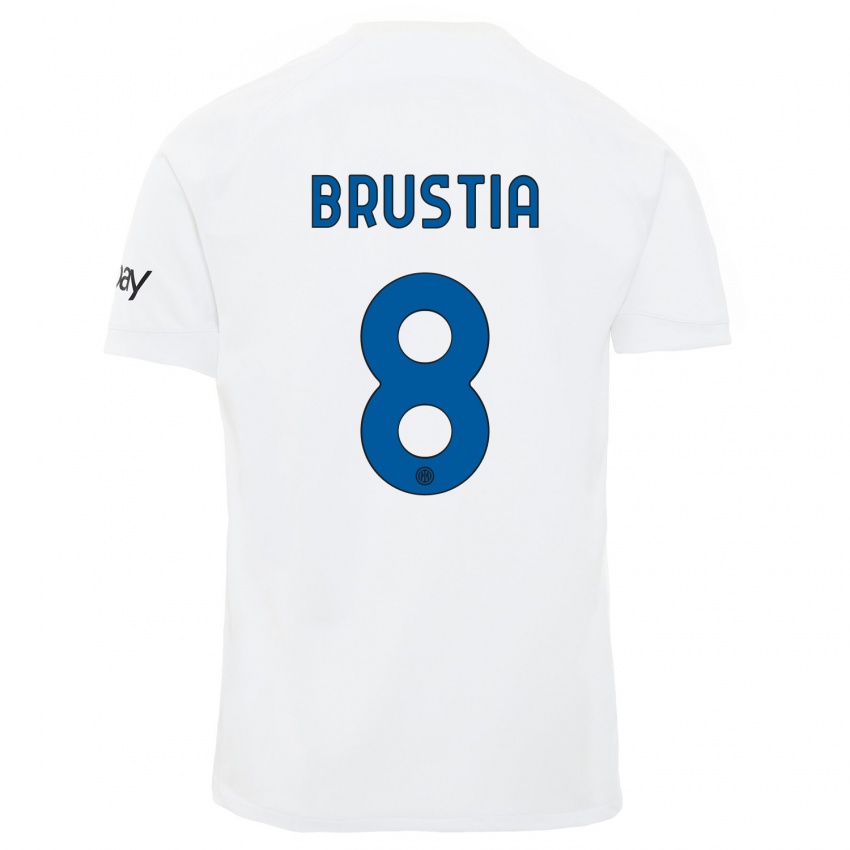 Dames Martina Brustia #8 Wit Uitshirt Uittenue 2023/24 T-Shirt