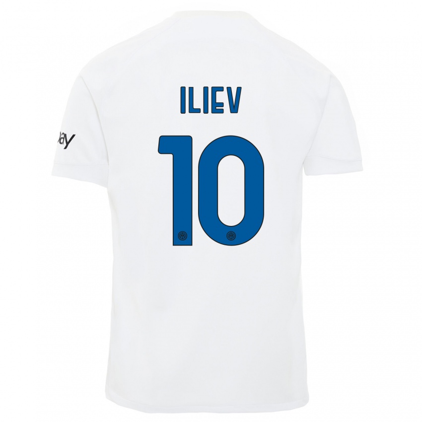 Dames Nikola Iliev #10 Wit Uitshirt Uittenue 2023/24 T-Shirt