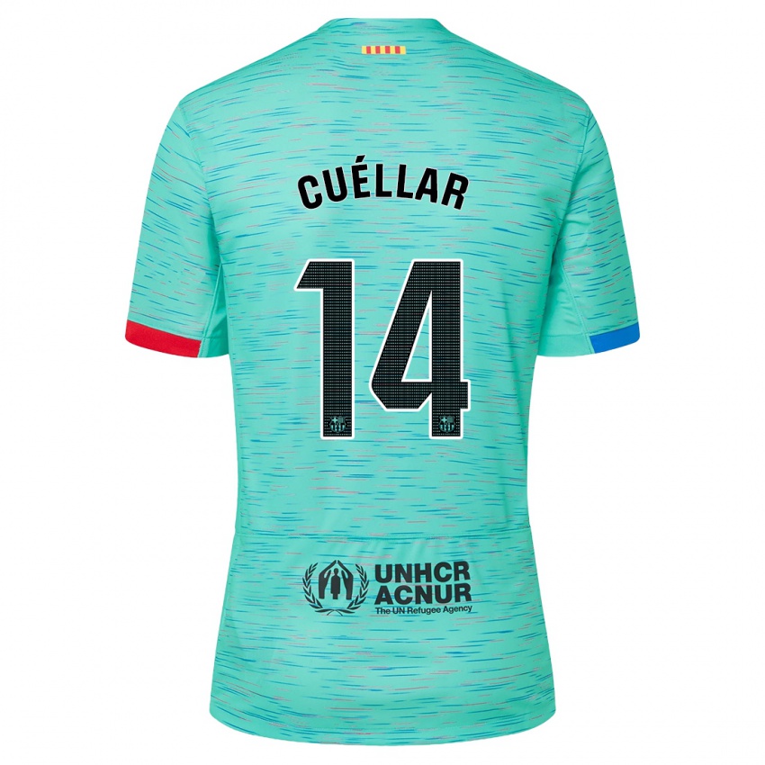 Dames Jaume Cuéllar #14 Licht Aqua Thuisshirt Derde Tenue 2023/24 T-Shirt