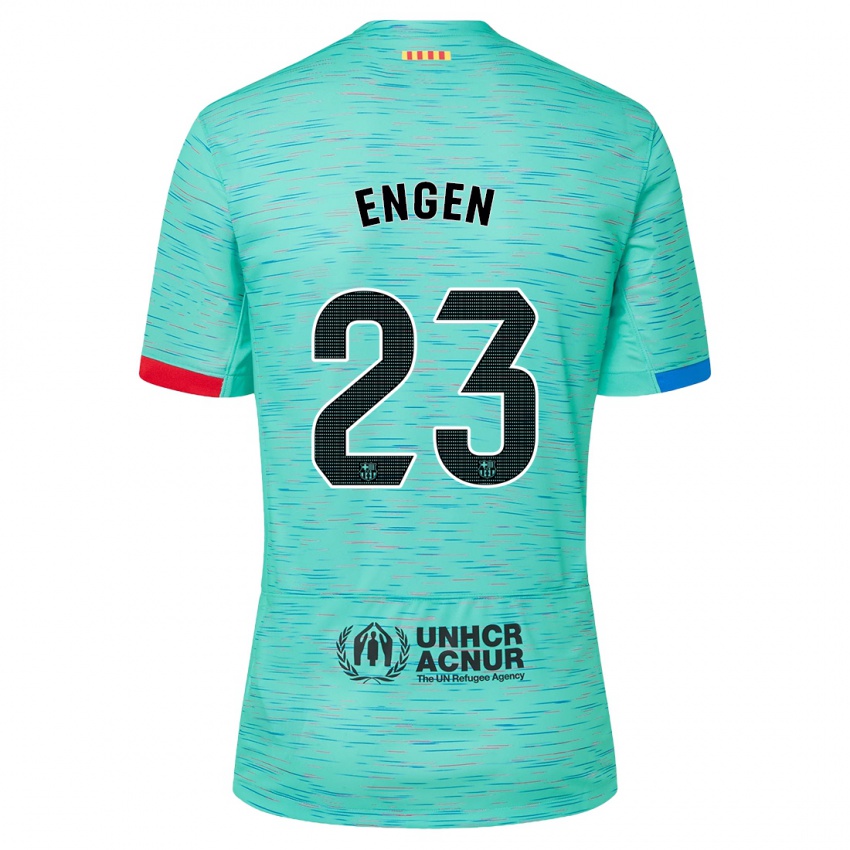 Dames Ingrid Engen #23 Licht Aqua Thuisshirt Derde Tenue 2023/24 T-Shirt