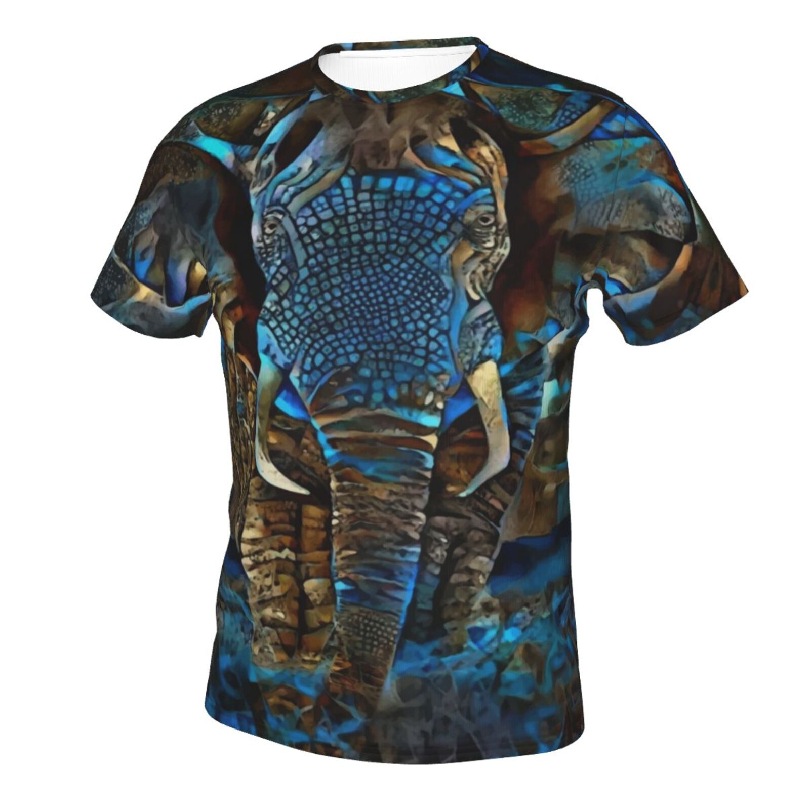 Olifant Bruin Blauw Mix Mdeia-elementen Klassiek T-shirt